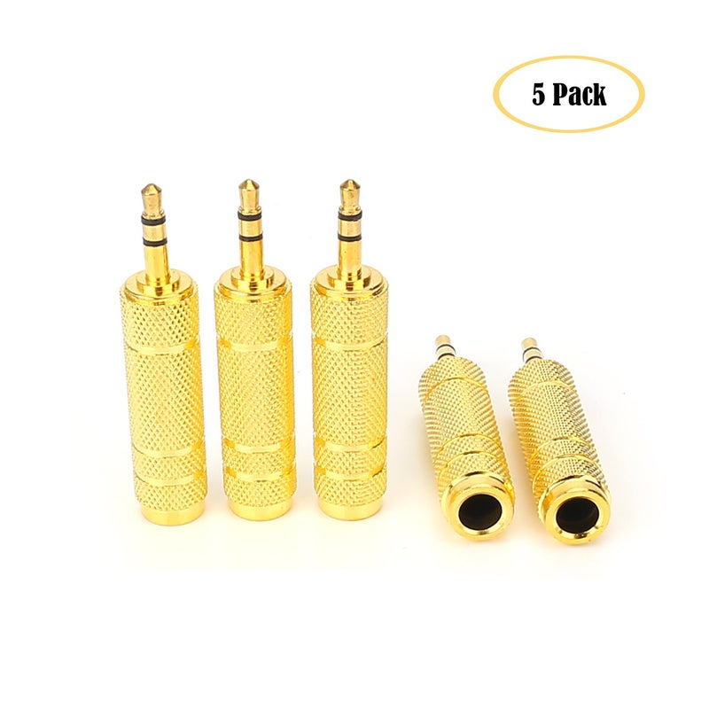 SiYear (5 Pack 3.5mm 1/8" Male Plug TRS to 6.35mm 1/4" Female Stereo Jack Adaptor-Gold Plated Converte,for Audio Earphone,Headphones ect - Image 2